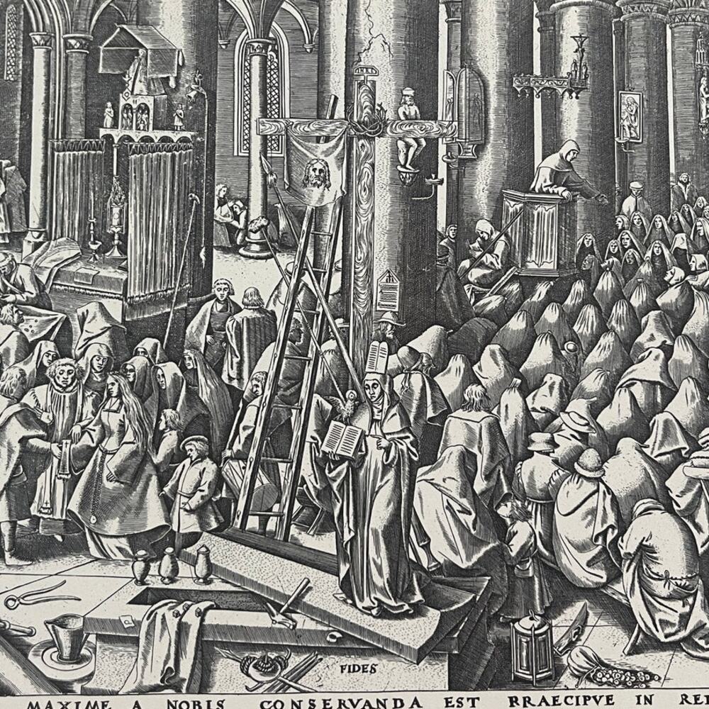 Bruegel, Faith, The Seven Virtues, Engraving, Print, Bookplate, ~ 241229-WH 70